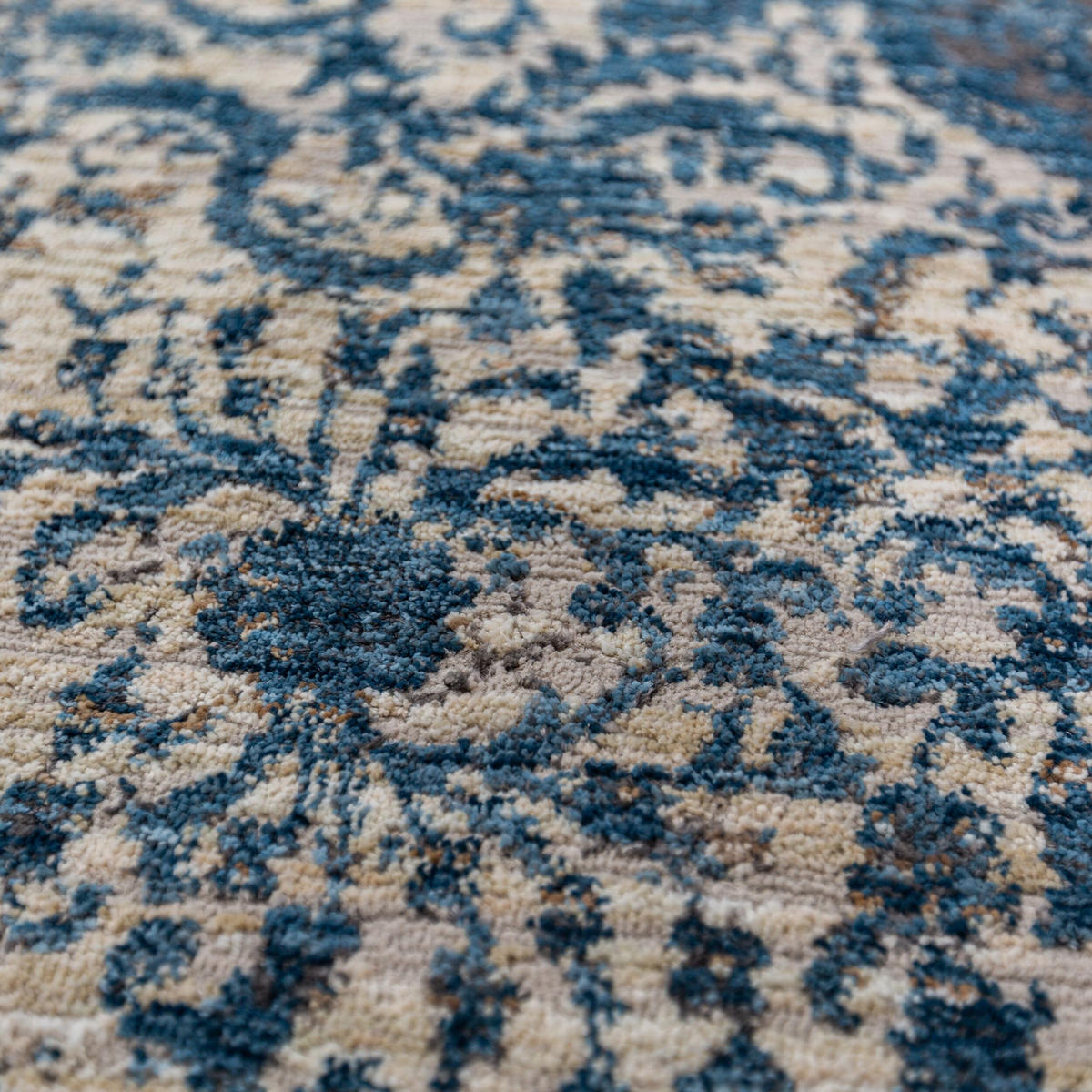 TEPPICH Vintage Kurzflor Medallion Muster, Orientalisch, Wohnzimmer Blau Rechteckig 200x300 - Blau, Textil (200/300cm) - KADIMA DESIGN