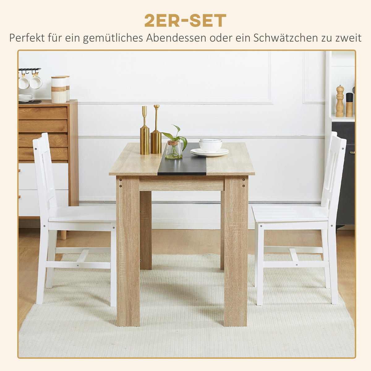 ESSZIMMERSTÜHLE, Kiefernholz, Weiß - Weiß, Holz (46.5/85.5/41cm) - HOMCOM