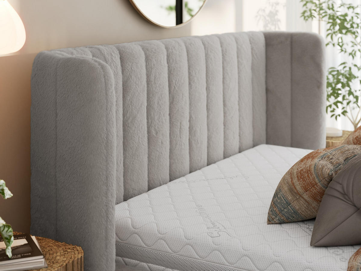 POLSTERBETT GOLETTA CLASSIC 200/200 - Hellgrau Plüsch - Multipocket-Matratze - Hellgrau, Textil (200/200cm) - MKS