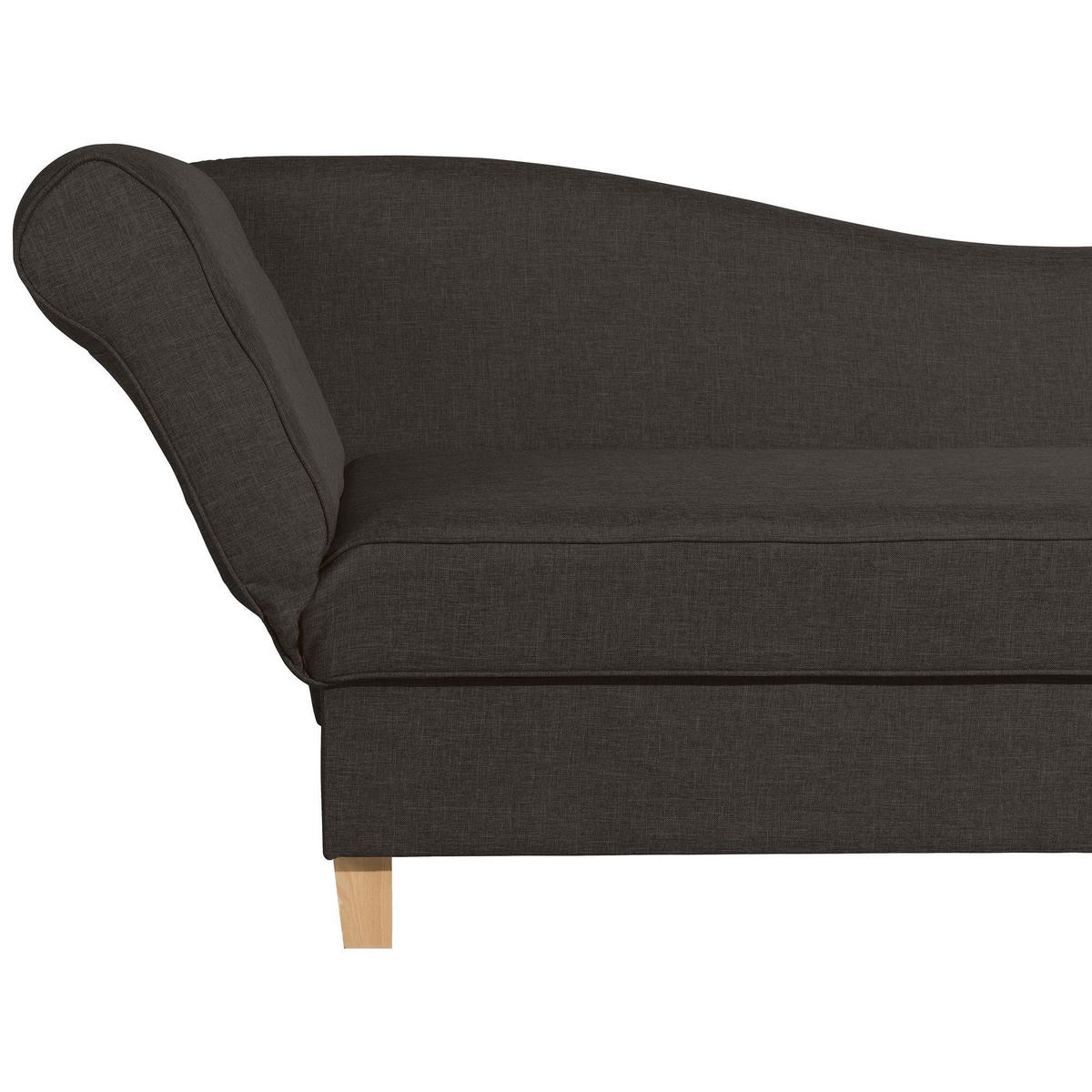 RECAMIERE mit Armteil links klappbar Katia Bezug Flachgewebe Buche natur / schoko - Dunkelbraun, Kunststoff (190/82/88cm) - 58aufmkessel