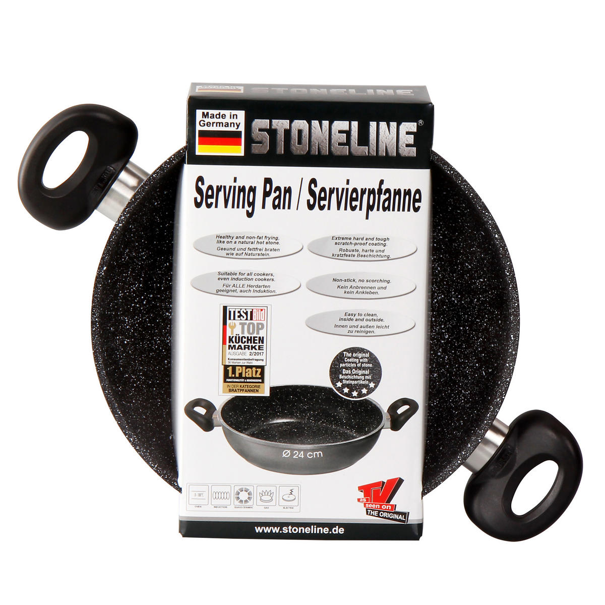 SERVIERPFANNE - Schwarz, Metall (24cm) - Stoneline
