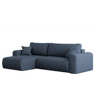 ECKSOFA Mit Schlaffunktion Und Bettkasten L-förmiges Sofa Capri Stoff Verita Links Marineblau - Blau, Holz (145/272cm) - Kaiser Möbel