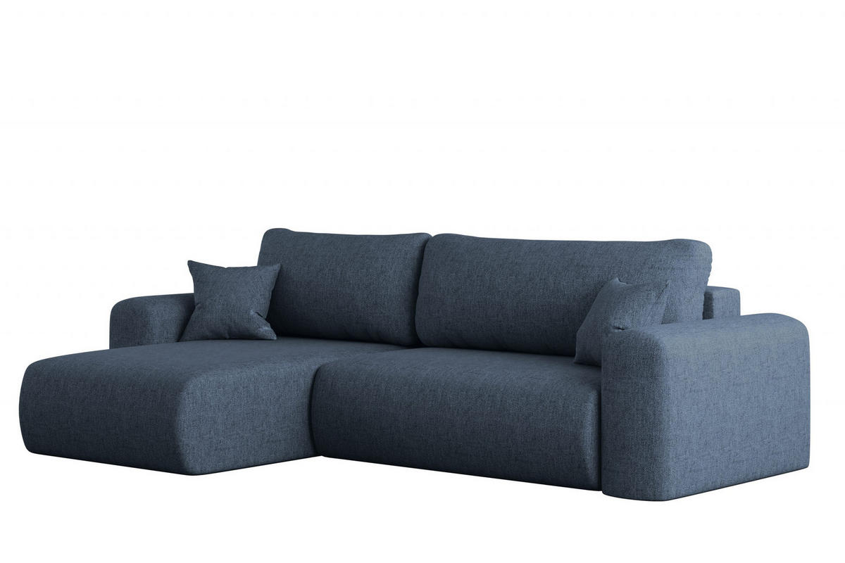 ECKSOFA Mit Schlaffunktion Und Bettkasten L-förmiges Sofa Capri Stoff Verita Links Marineblau - Blau, Holz (145/272cm) - Kaiser Möbel