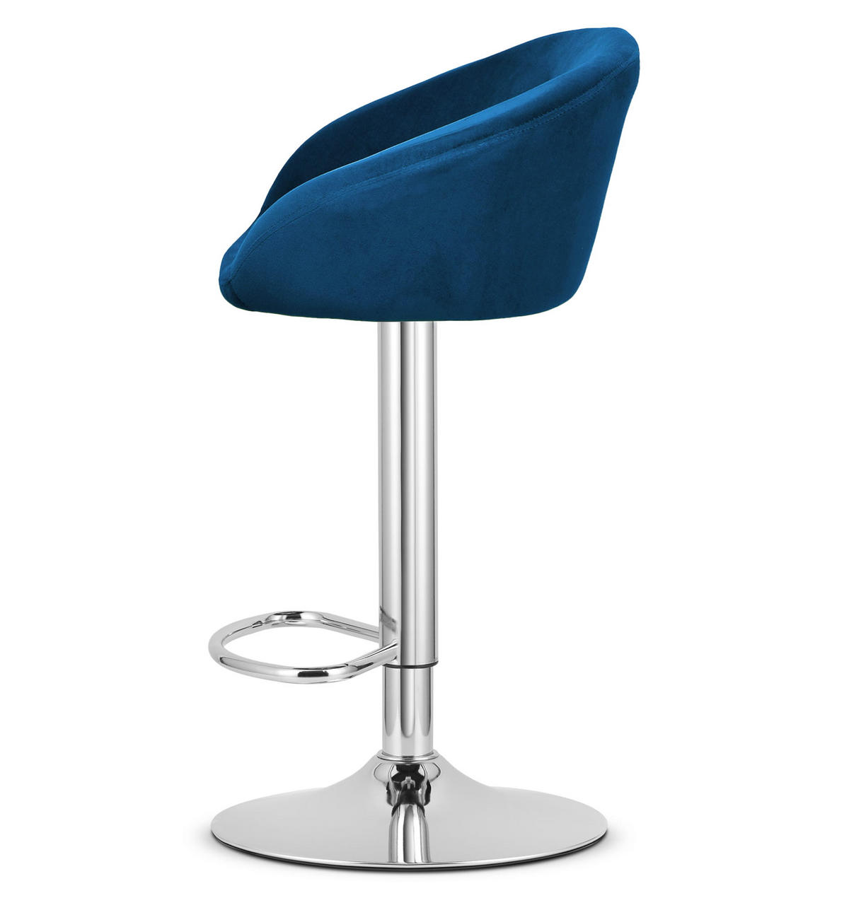 BARHOCKER 2-er Set EAST marineblauer Sitz, Chrombasis - Dunkelblau, Textil (53/103/46cm) - Valora