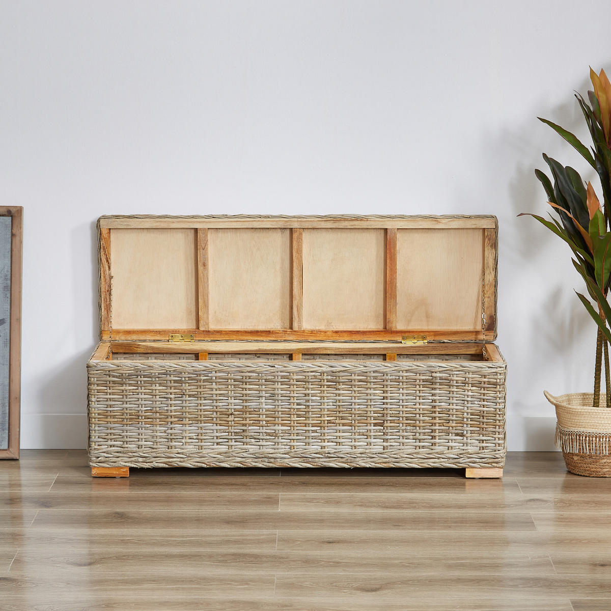 SITZBANK Rattan Braun - Braun, Holz (110/35/35cm) - Nordlys