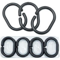 DUSCHVORHANG 12er-Pack schwarze Kunststoff-Gleitringe - Schwarz, Textil (4/1/5.8cm) - MCBOSON