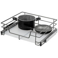 TELESKOPSCHUBLADE 60 cm Breite, mit Einlegeboden, Küchenschublade, grau - Grau, Metall (57/15/44cm) - bremermann
