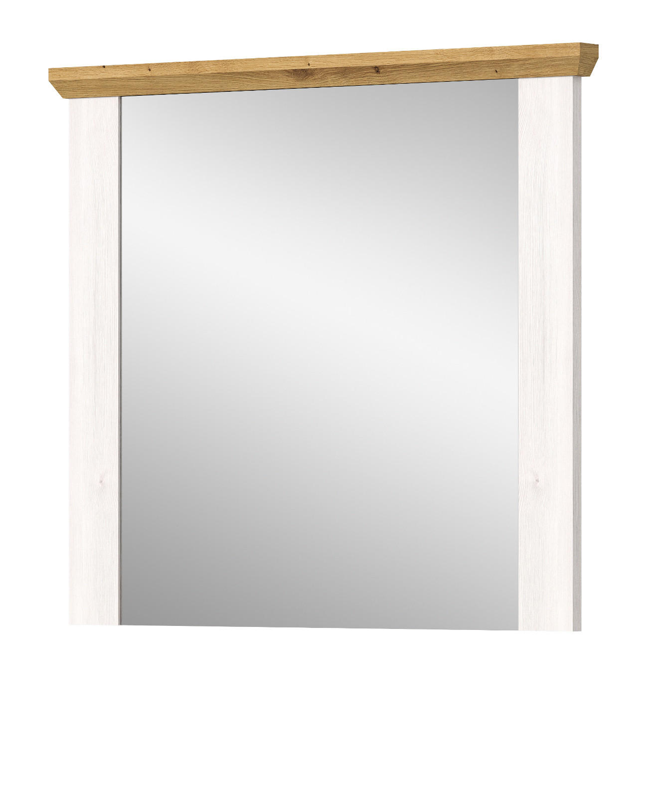 GARDEROBENSPIEGEL weiß Lärche und Eiche, 82 x 70 cm, Wandspiegel im Landhaus-Stil - Weiß/Eiche Artisan, Glas/Holzwerkstoff (82/70/4cm) - Inn.Furn