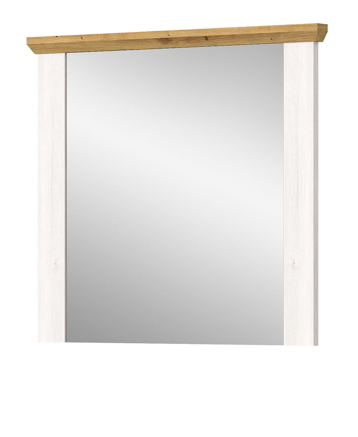 GARDEROBENSPIEGEL weiß Lärche und Eiche, 82 x 70 cm, Wandspiegel im Landhaus-Stil - Weiß/Eiche Artisan, Glas/Holzwerkstoff (82/70/4cm) - Inn.Furn