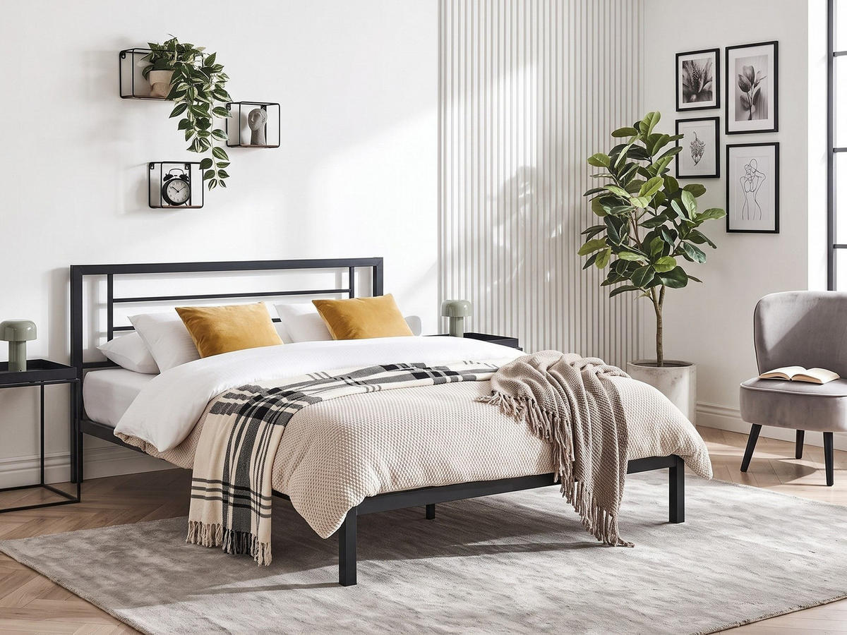 METALLBETT 180/200 cm Schwarz Cusset - Schwarz, Metall (180/200cm) - Beliani