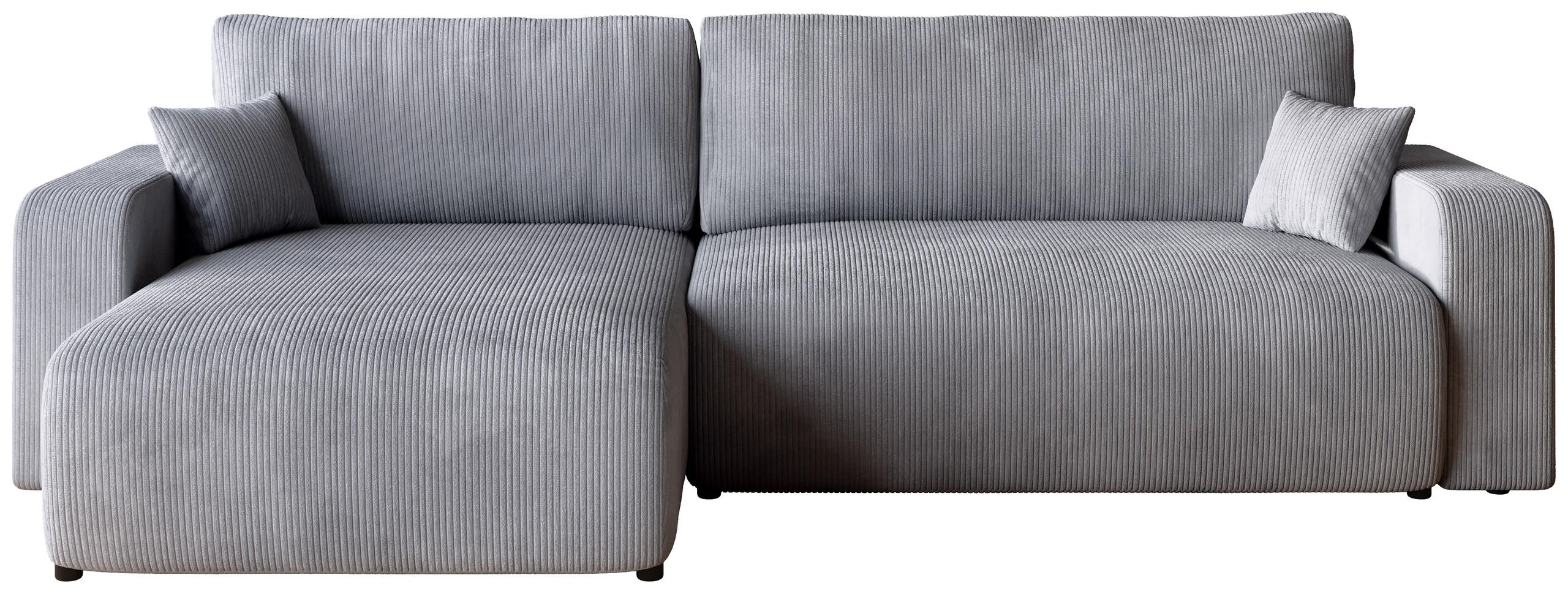 ECKSOFA PUMI XL mit Schlaffunktion Hellgrau Cord - Hellgrau, Textil (274/148cm) - Bromarkt