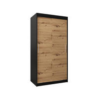 SCHWEBETÜRENSCHRANK 200/100/62 2-türig - Silberfarben/Schwarz, Holz/Kunststoff (100/200/62cm) - Abiks Möbel