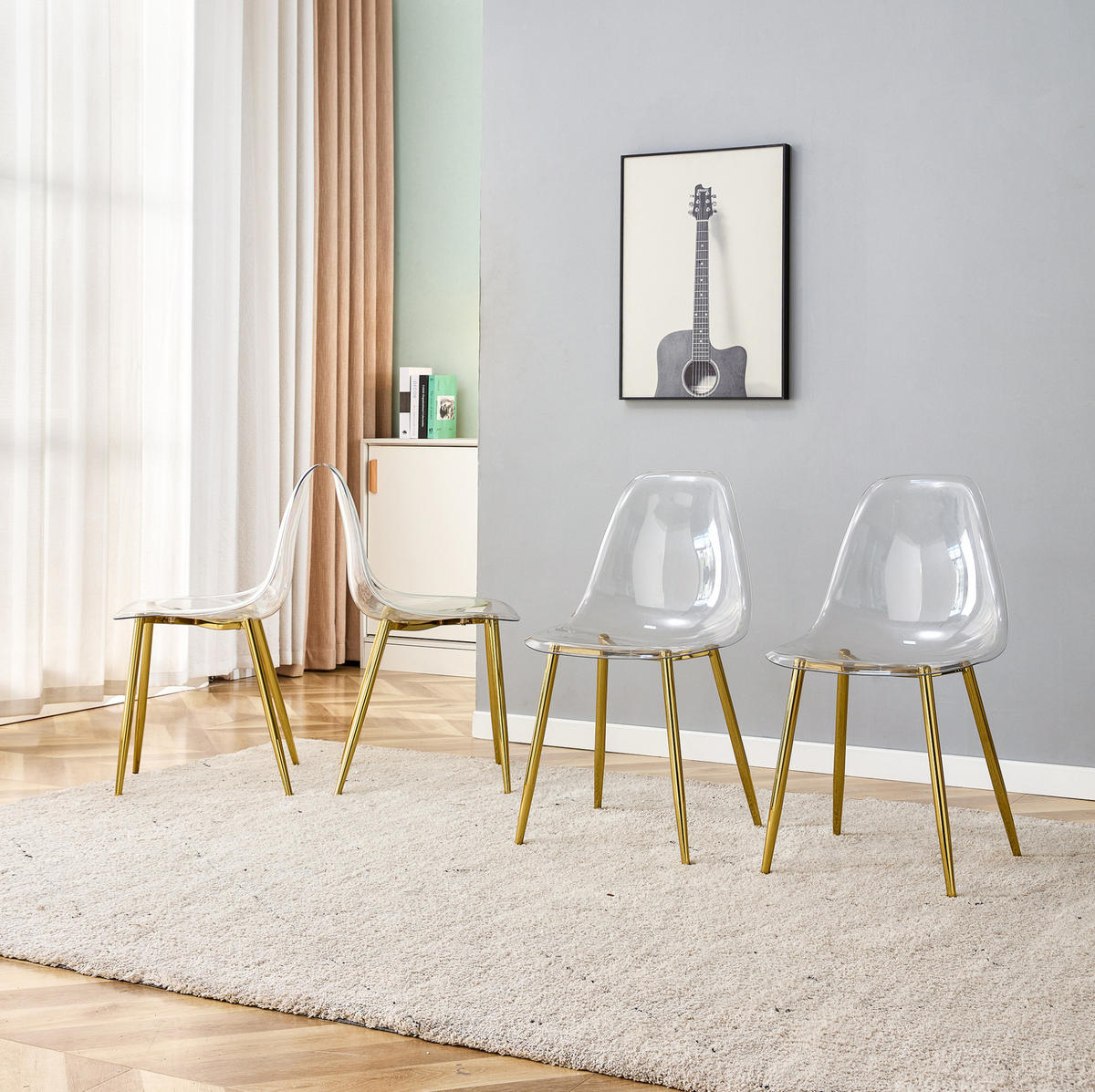 ESSZIMMERSTUHL 4er-Set 83 cm Kunststoff Transparent mit Metallbeinen Gold - Goldfarben, Metall (45.7/83/44cm) - Meubliv
