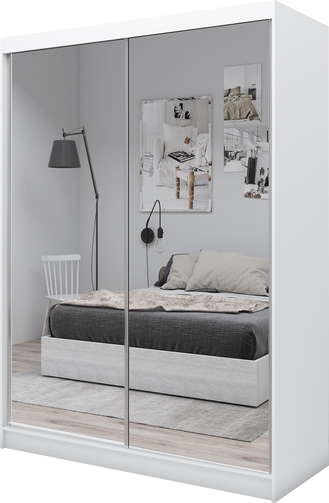 SCHWEBETÜRENSCHRANK Darix 160 cm mit Spiegel, 2-türig, weiß - Weiß, Kunststoff (160/216/61cm) - Margaret Hadas24