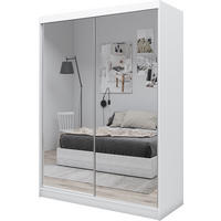 SCHWEBETÜRENSCHRANK Darix 160 cm mit Spiegel, 2-türig, weiß - Weiß, Kunststoff (160/216/61cm) - Margaret Hadas24