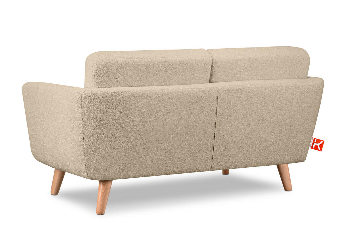 SOFA TAGIO mit Armlehnen, Beige - Beige/Braun, Buchenholz/Textil (153/80/84cm) - KONSIMO®