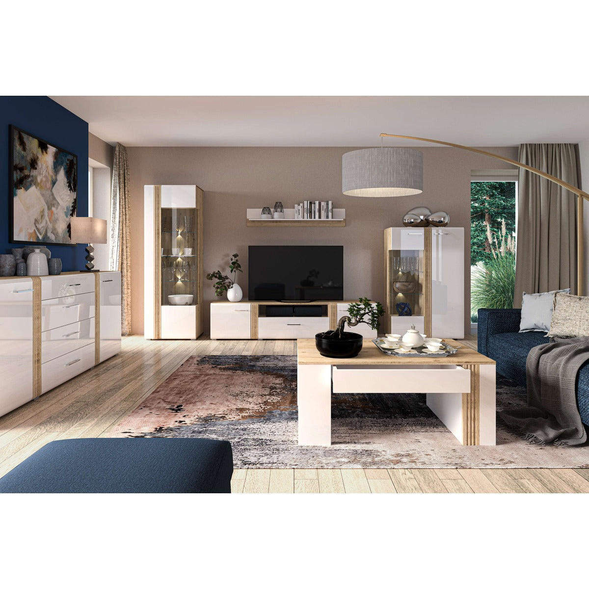 WOHNZIMMER Set 6-tlg. – Adagio – Eichefarben - Eichefarben, Holzwerkstoff (65/196/42cm) - hi-markt