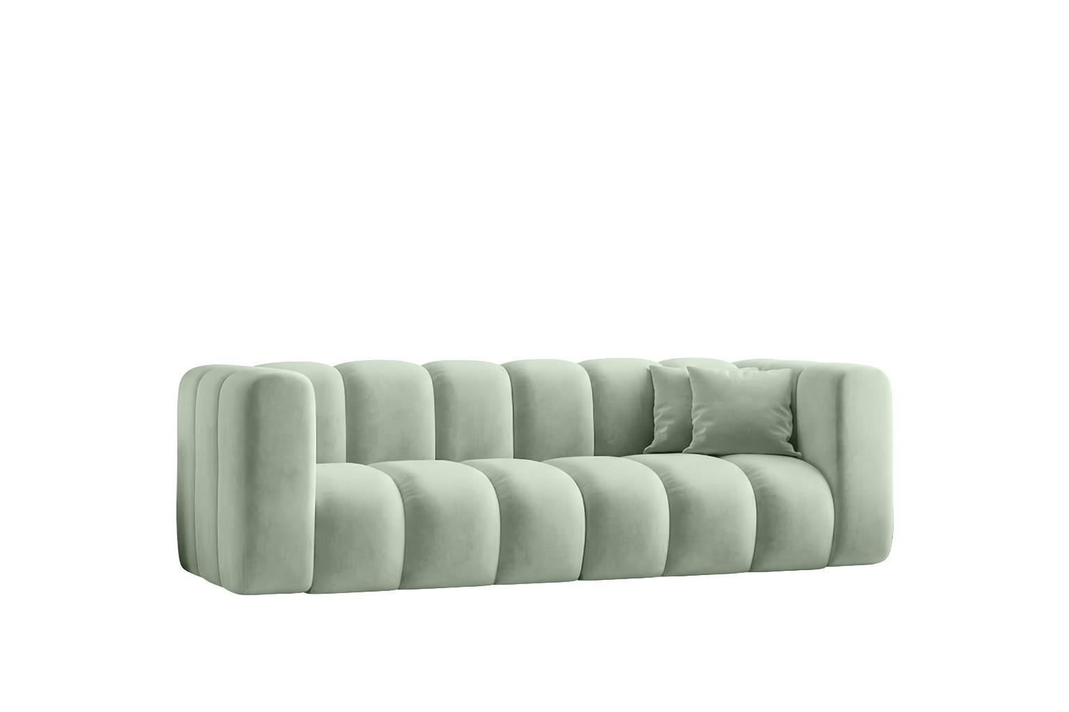SOFA 3-Sitzer Modulares, Velvet-Stoff Riviera, Mintz, GRAND - Mintgrün, Holz (230/70/89cm) - Kaiser Möbel