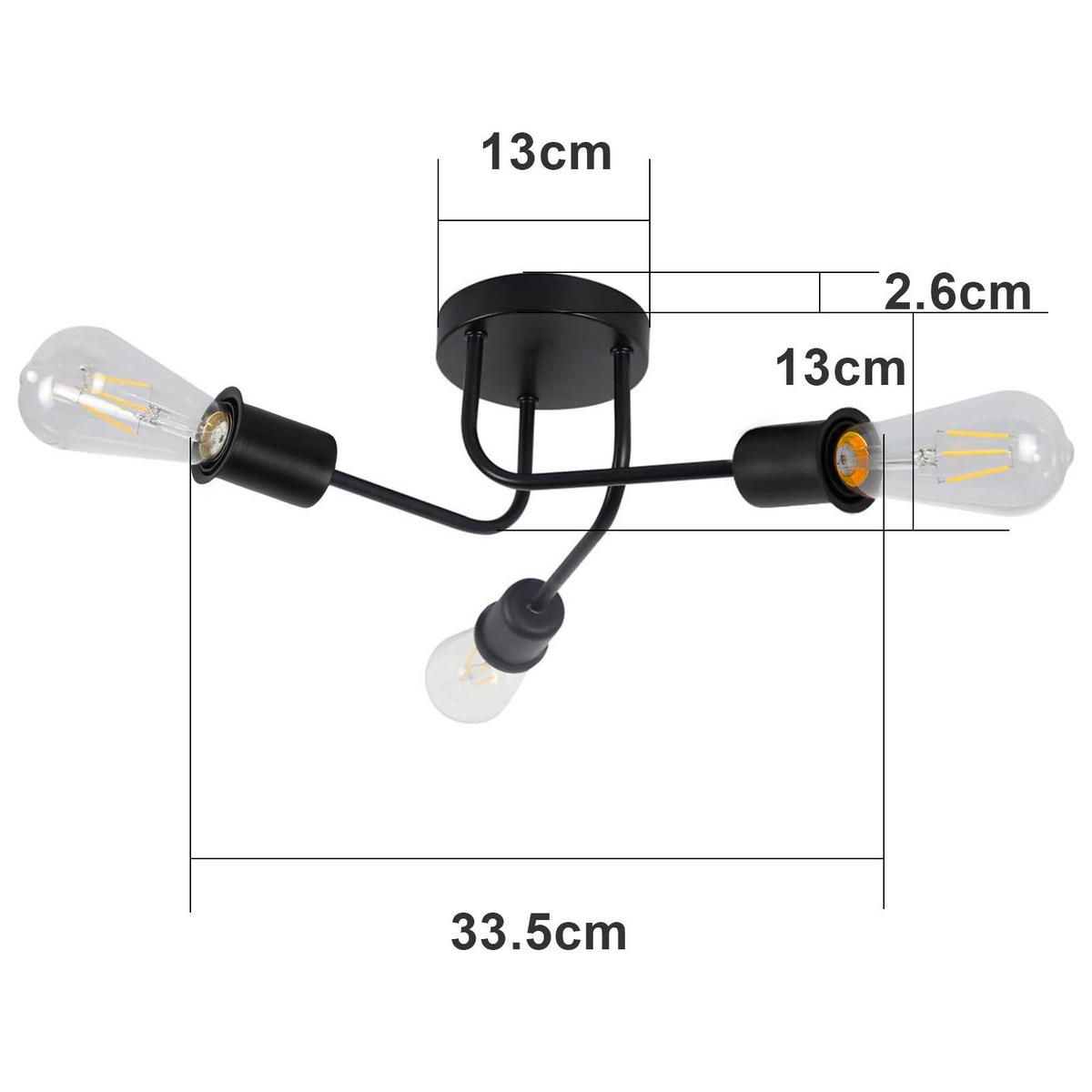 DECKENLEUCHTE Mandell 33.5/33.5/14.5 cm - Schwarz, Metall (33.5/33.5/14.5cm) - Nettlife