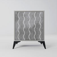 SIDEBOARD WAVES OF CONCRETE, Grau, 57,5x42x70,5 cm, Schwarze Metall-Sternfüße - Multicolor/Schwarz, Holzwerkstoff/Metall (57.5/70.5/42cm) - SpaceRebels