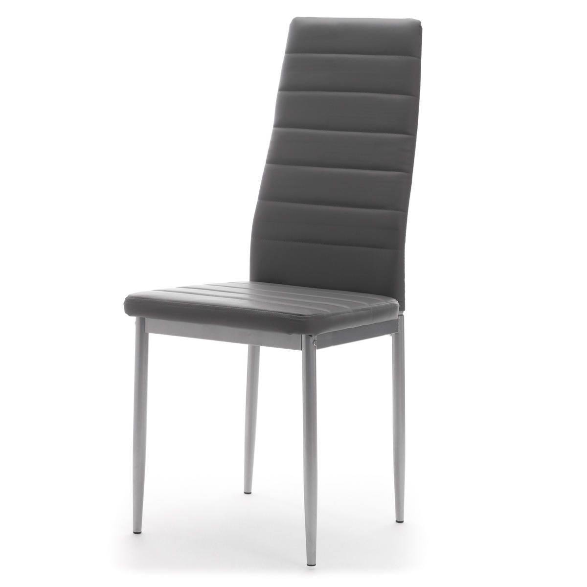 STUHL Set FADO 6x aus Ökoleder - grau - Grau, Leder/Metall (45/99/50cm) - NEW HOME