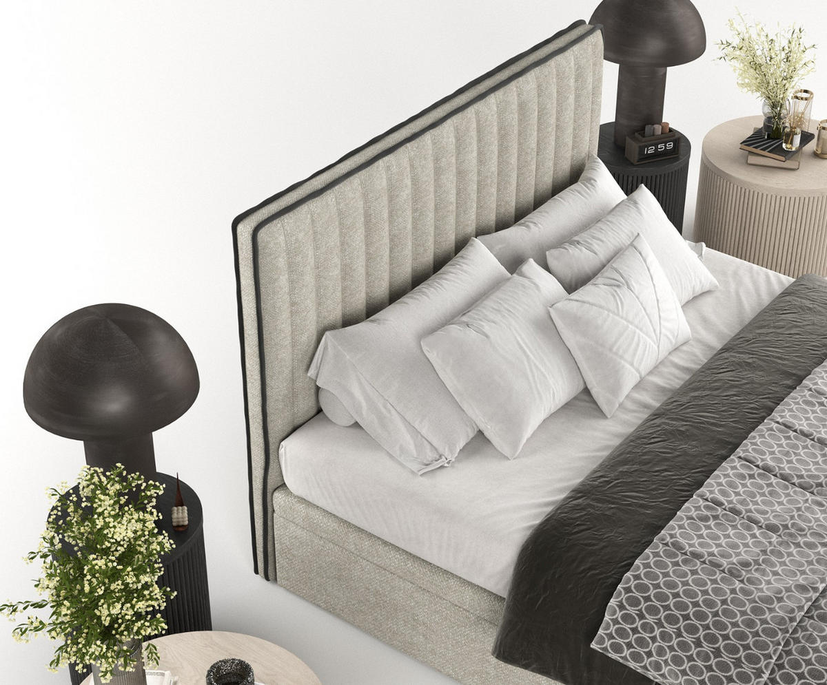 POLSTERBETT Keva mit Stauraum 140/200 cm Beige im Alta Stoff - Beige/Schwarz, Holz/Holzwerkstoff (140/200cm) - AltaBeds