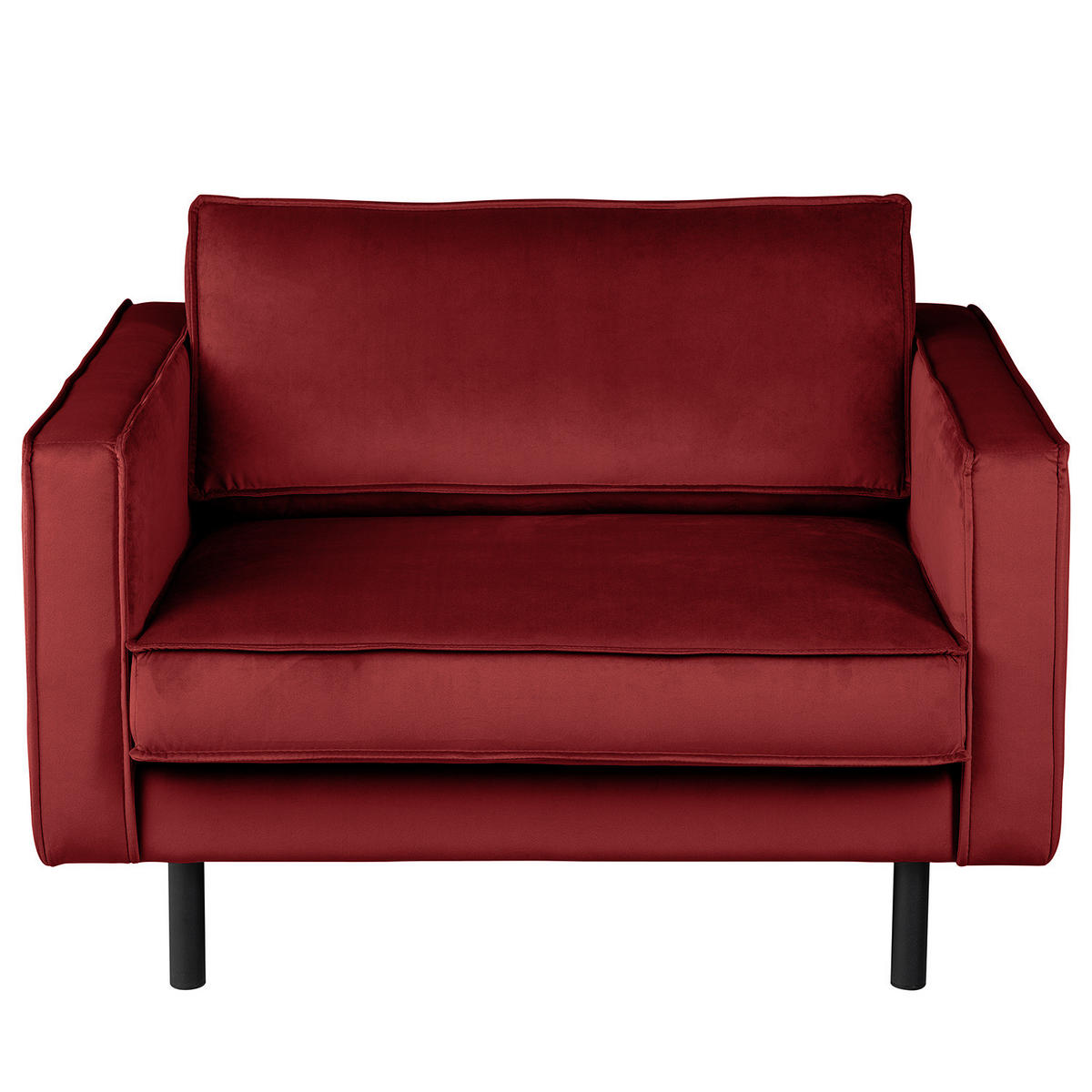 XL SESSEL - Bordeaux/Schwarz, Textil/Metall (117/81/96cm) - home24