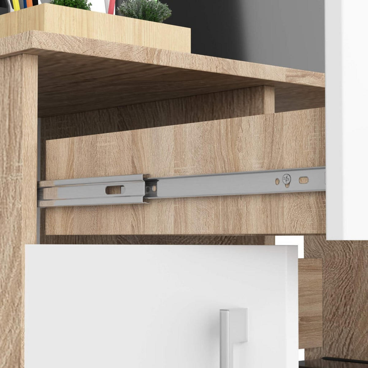 SCHREIBTISCH Eiche Sonoma, Weiß 74/90/50 - Weiß, Holzwerkstoff (50/90/74cm) - RAUMHIRSCH FURNITURE