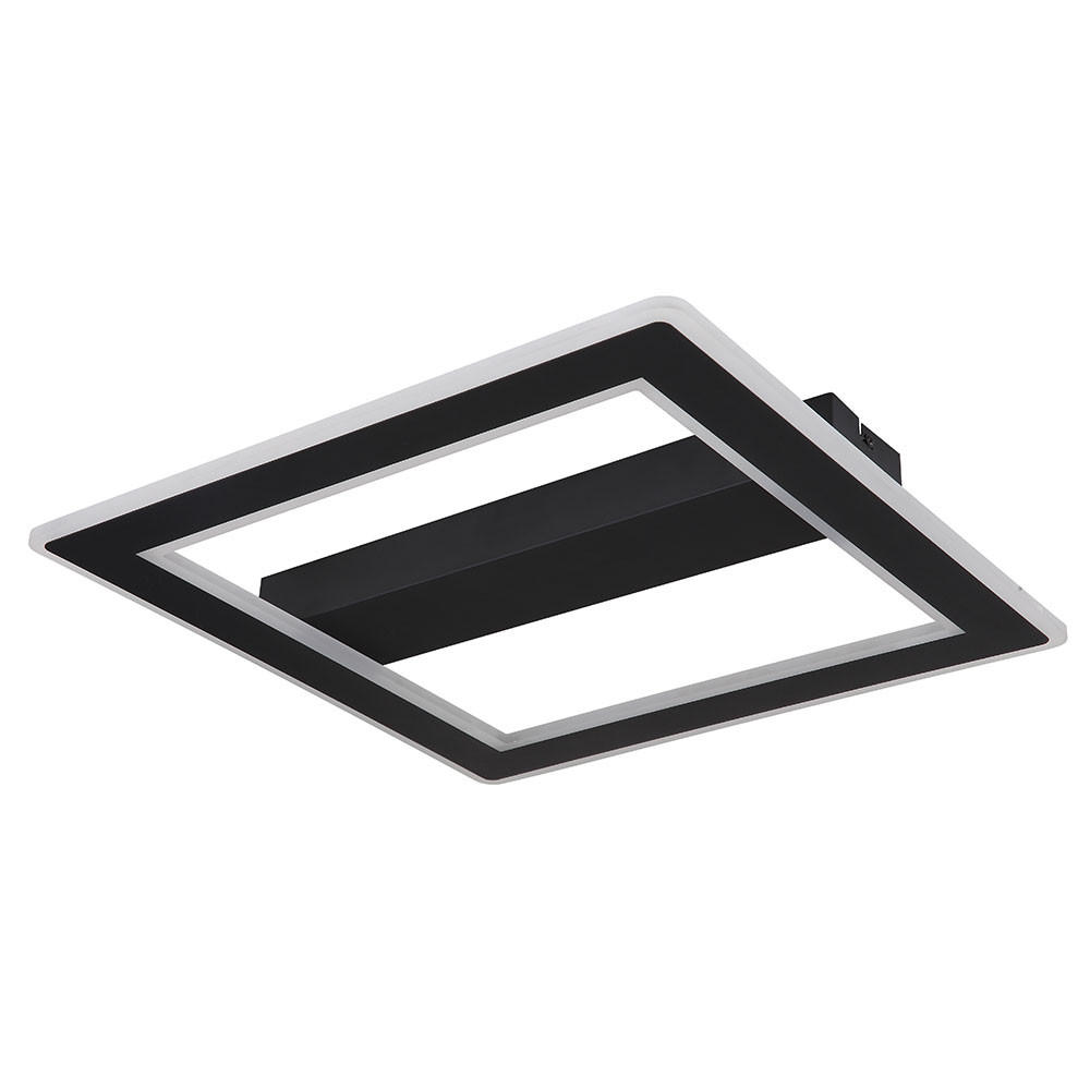 LED DECKENLEUCHTE Schwarz Matt Opal - Schwarz, Metall (45/45/5cm) - Globo Lighting