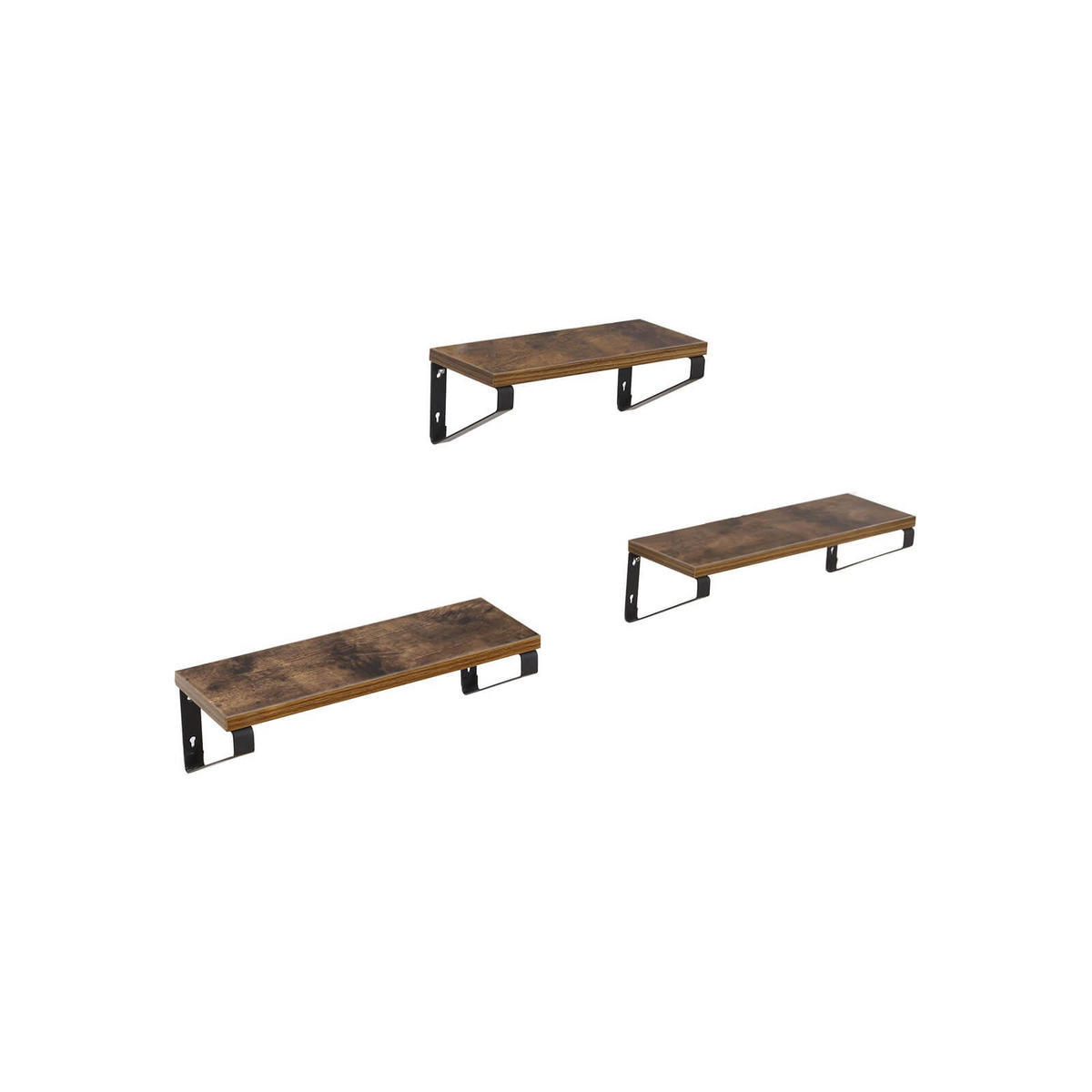 WANDREGAL SCHWEBEREGAL 3ER-SET - Braun, Holzwerkstoff (12/11/30cm) - Hansiro