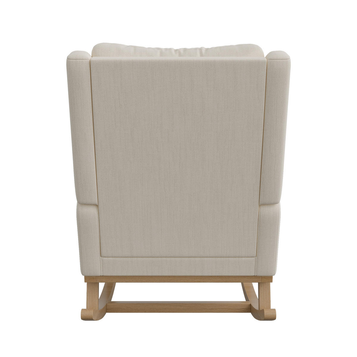 SCHAUKELSTUHL mit Massivholzrahmen, 2 Seitentaschen, Relaxsessel, Weiß - Beige, Holz (53/96/93cm)