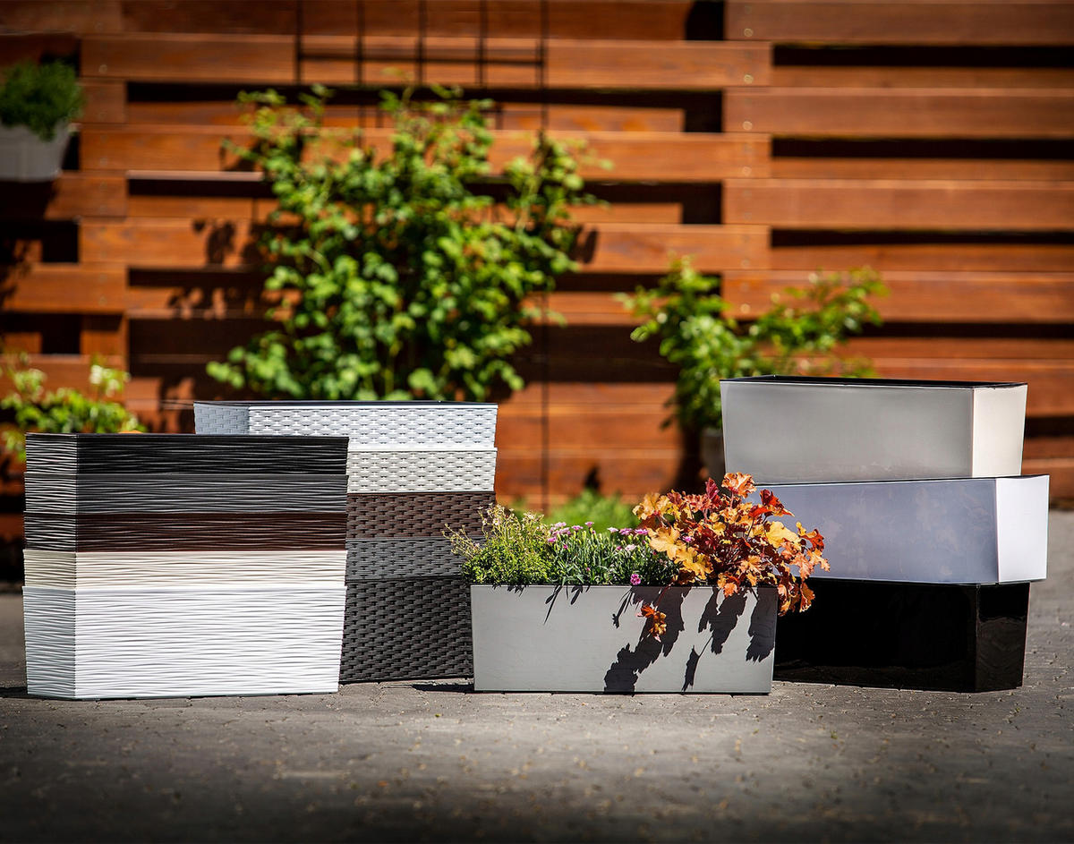 BLUMENKASTEN mit Einsatz 56 cm, Weiß - Weiß, Kunststoff - KADAX