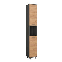 HOCHSCHRANK Ilias Anthrazit/Goldkraft Eiche 30.2 x 190 cm mit 2 Türen - Honigeiche/Anthrazit, Holzwerkstoff (30.2/190/30cm) - Vicco