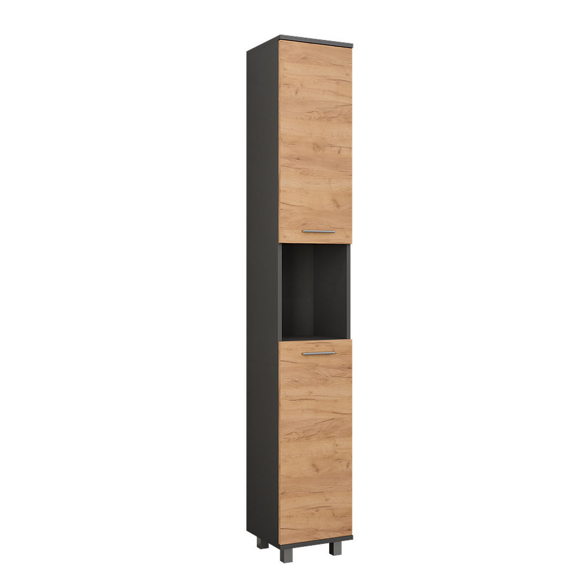 HOCHSCHRANK Ilias Anthrazit/Goldkraft Eiche 30.2 x 190 cm mit 2 Türen - Honigeiche/Anthrazit, Holzwerkstoff (30.2/190/30cm) - Vicco