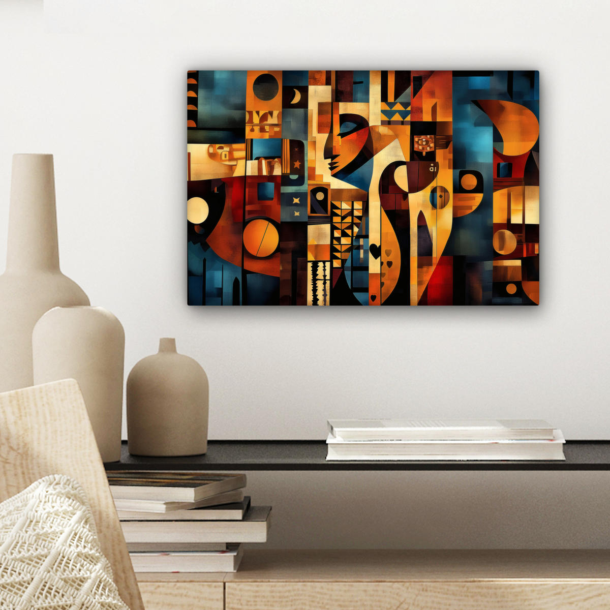 LEINWANDBILD Figuren - Abstrakt - Symbole 30x20 cm - Terracotta, Textil (30/20cm) - MuchoWow