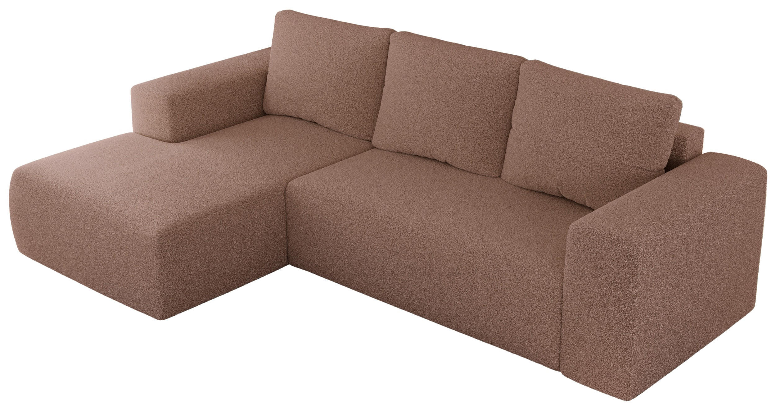 ECKSOFA TRENTINO L Rosa Boucle - Links - Schwarz/Rosa, Textil (266/164cm) - MKS