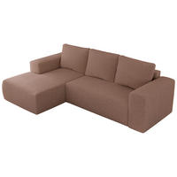ECKSOFA TRENTINO L Rosa Boucle - Links - Schwarz/Rosa, Textil (266/164cm) - MKS