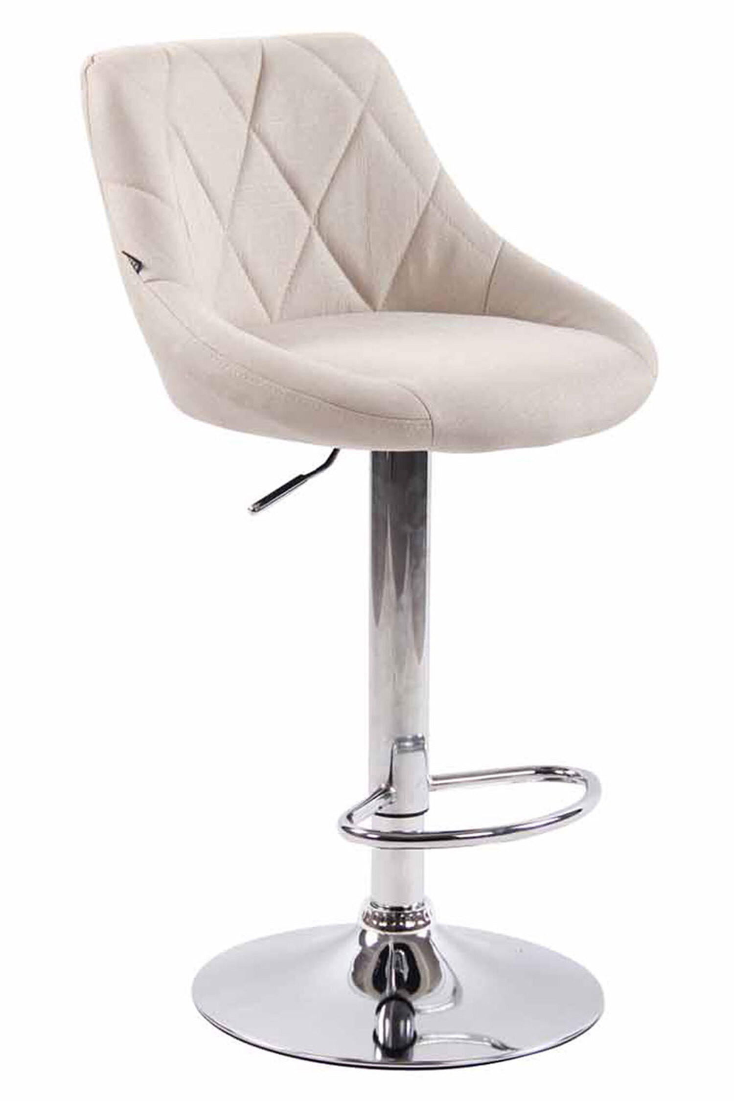 BARHOCKER Lazius, Gestell Metall in Chromoptik, Stoff Creme - Chromfarben/Creme, Textil/Metall (46/100/49cm) - TPFLiving