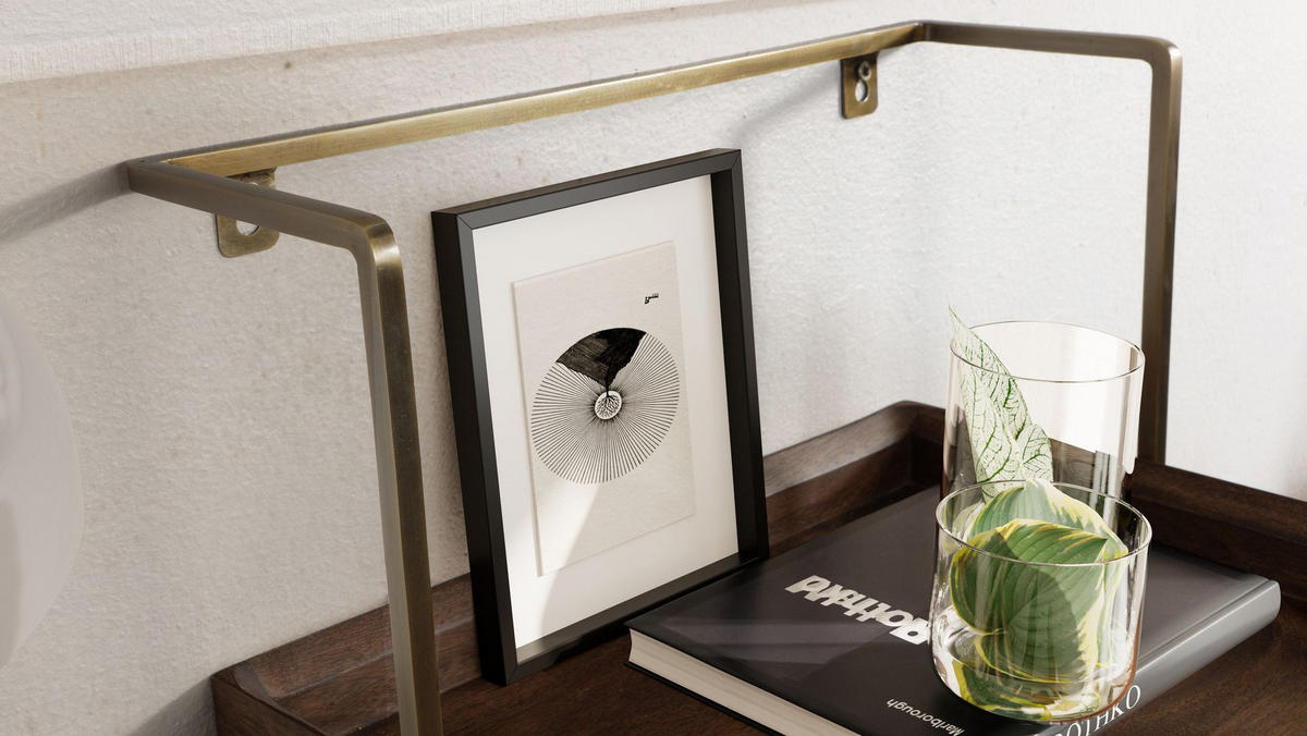 NACHTTISCH Mango Massivholz Wandmontage Schublade Boxspringbett, Braun 44x35x45 cm - Goldfarben/Braun, Holz/Metall (44/45/35cm) - KADIMA DESIGN