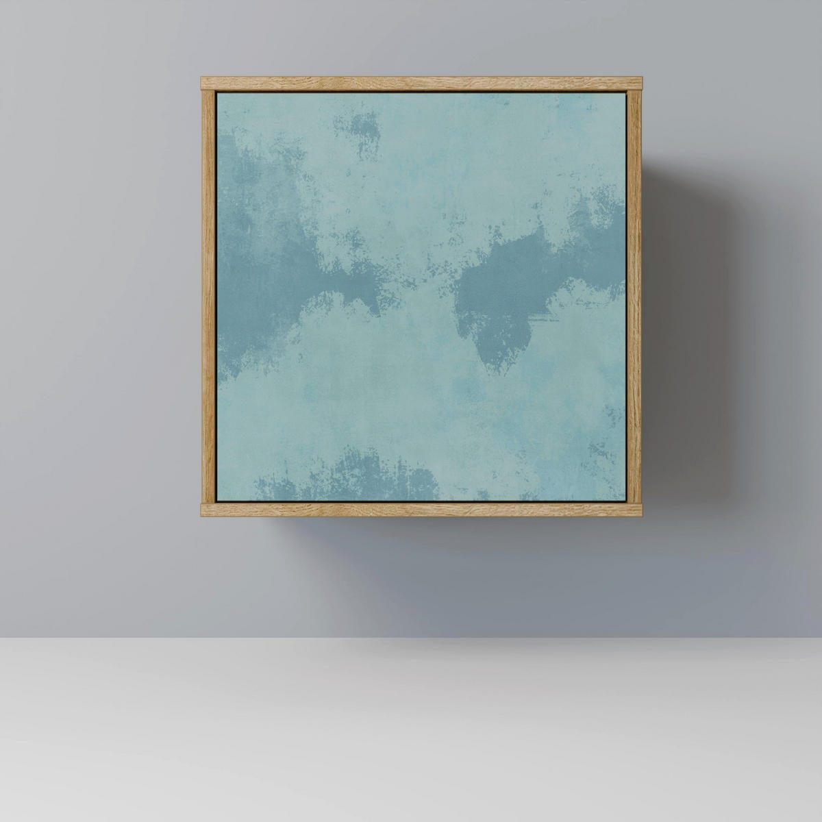 SIDEBOARD SKY WASH, Eichefarben, 57,5x42x70,5 cm, Schwarze Metall-Sternfüße - Eichefarben/Multicolor, Holzwerkstoff/Metall (57.5/70.5/42cm) - SpaceRebels