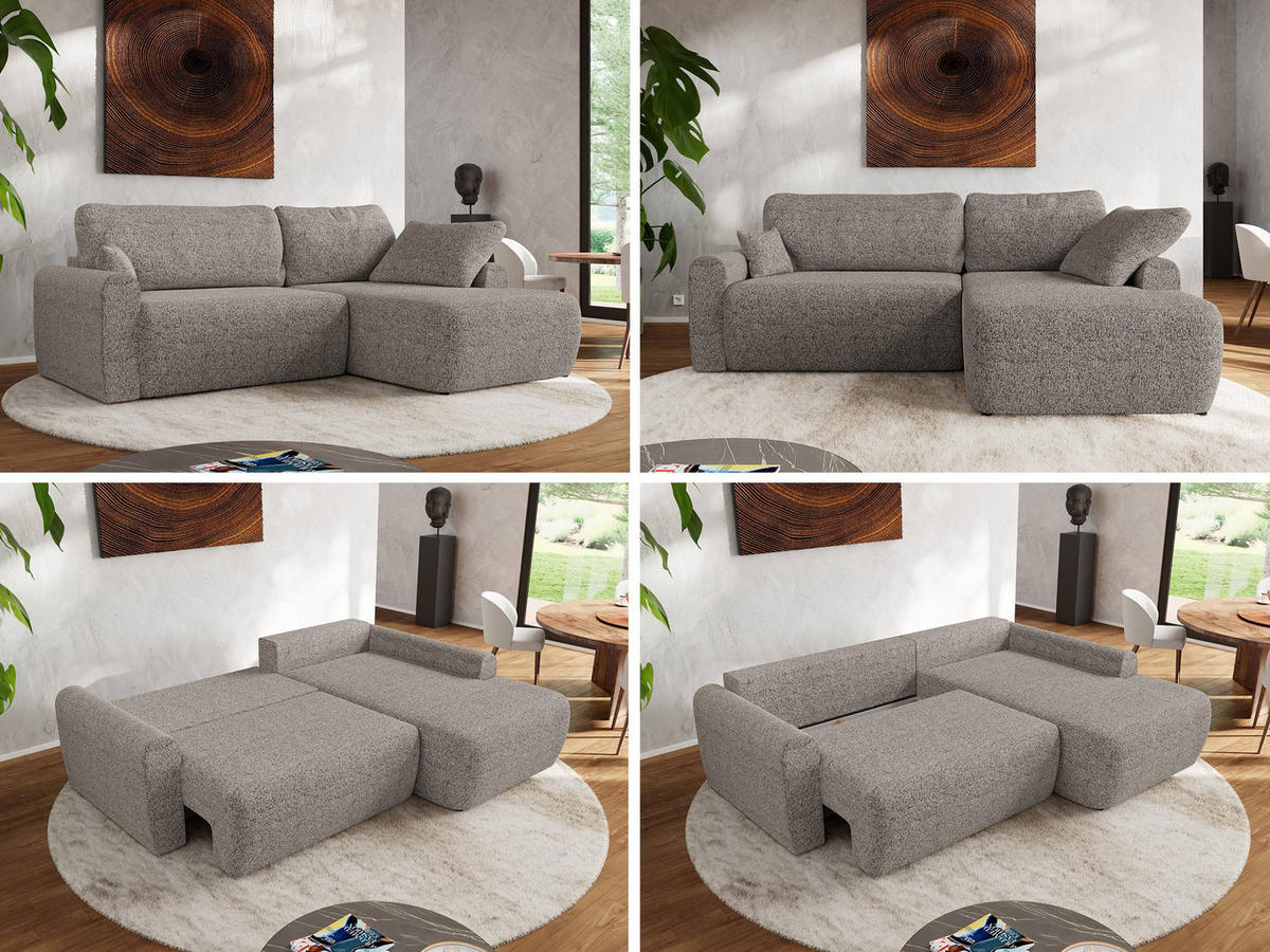 ECKSCHLAFSOFA CUBO L Beige Struktur - rechts - Beige/Schwarz, Kunststoff/Textil (187/273cm) - MKS