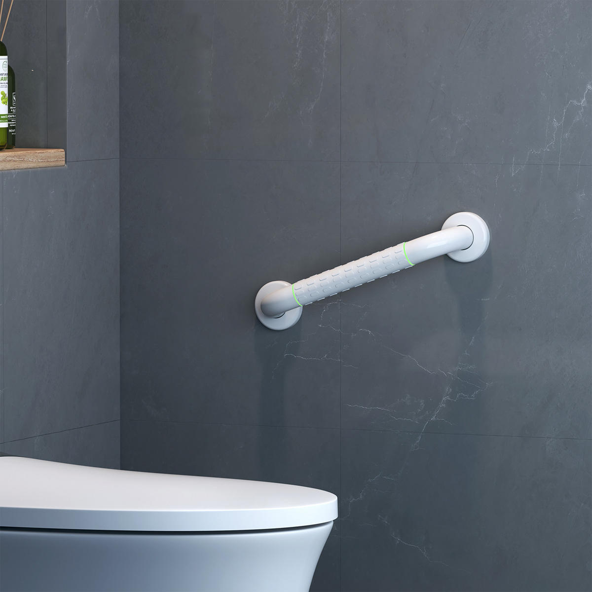 HALTEGRIFF fürs Badezimmer Weiß 37/8,3/7 mm - Weiß, Metall (37/8.3/7cm) - EMKE