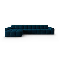 ECKSOFA links Kendal aus Samt marineblau 5 Sitzplätze - Blau, Textil (173/357cm) - Micadoni