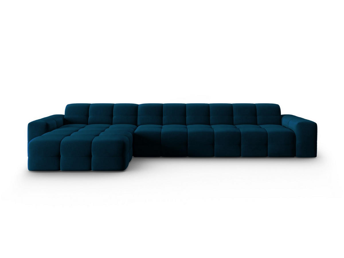 ECKSOFA links Kendal aus Samt marineblau 5 Sitzplätze - Blau, Textil (173/357cm) - Micadoni
