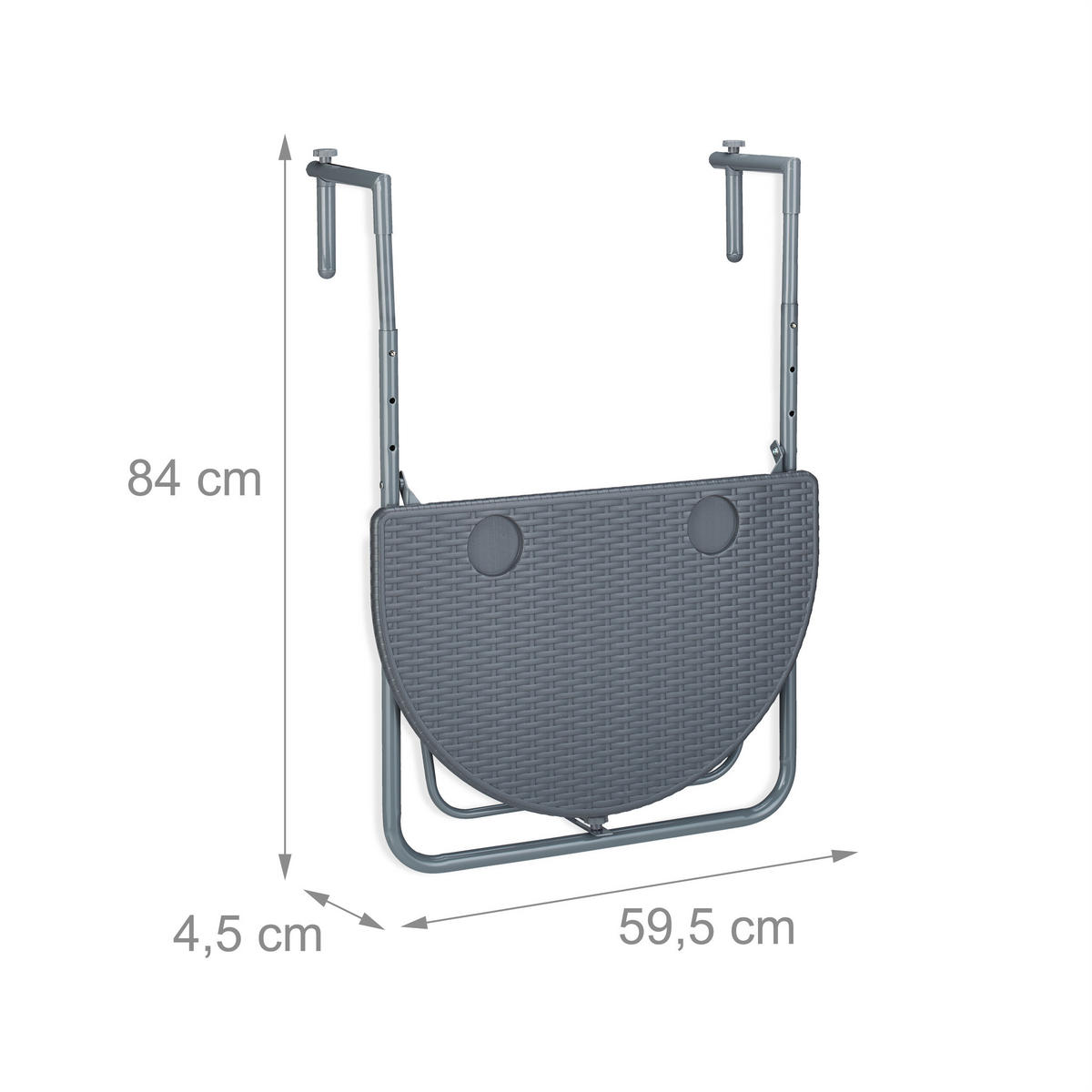 BALKONHÄNGETISCH - Grau, Kunststoff/Metall (63/59.5/84cm) - Relaxdays