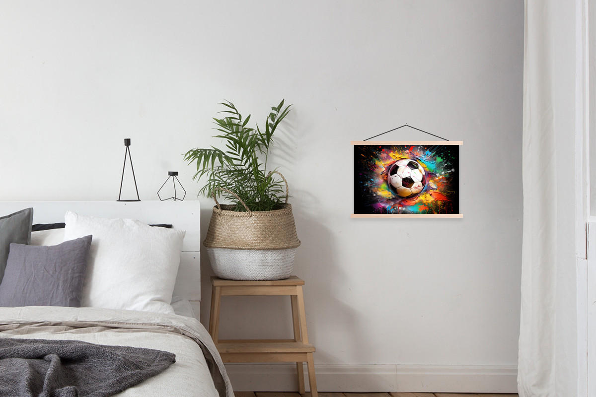 POSTER Fußball - Farbe - Farben - Schwarz - Weiß 60x40 cm - Weiß, Textil (60/40/0.15cm) - MuchoWow