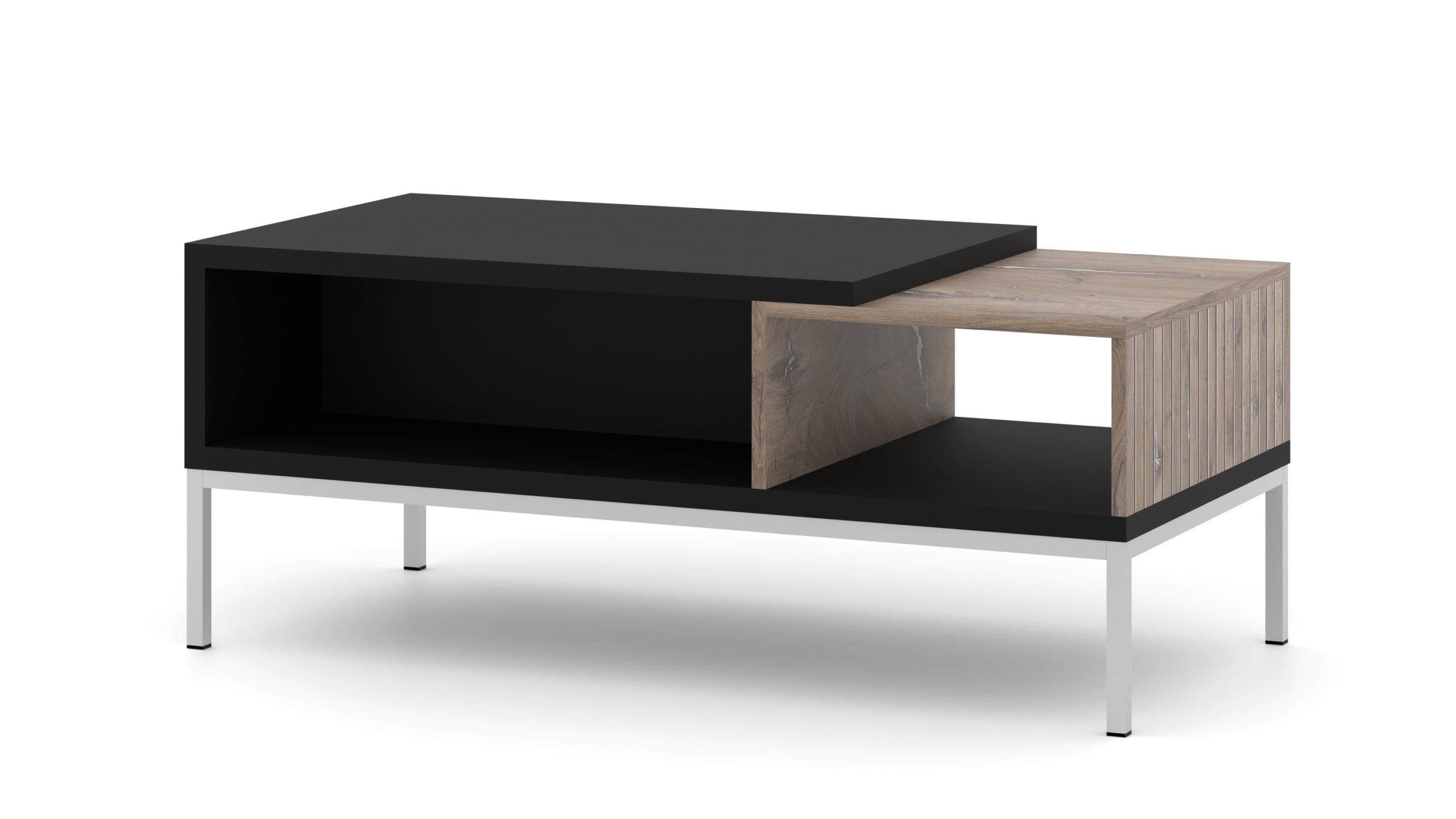 COUCHTISCH Flagstaff Eiche, Schwarz 110/45/55 - Schwarz, Holzwerkstoff (55/110/45cm) - RAUMHIRSCH FURNITURE