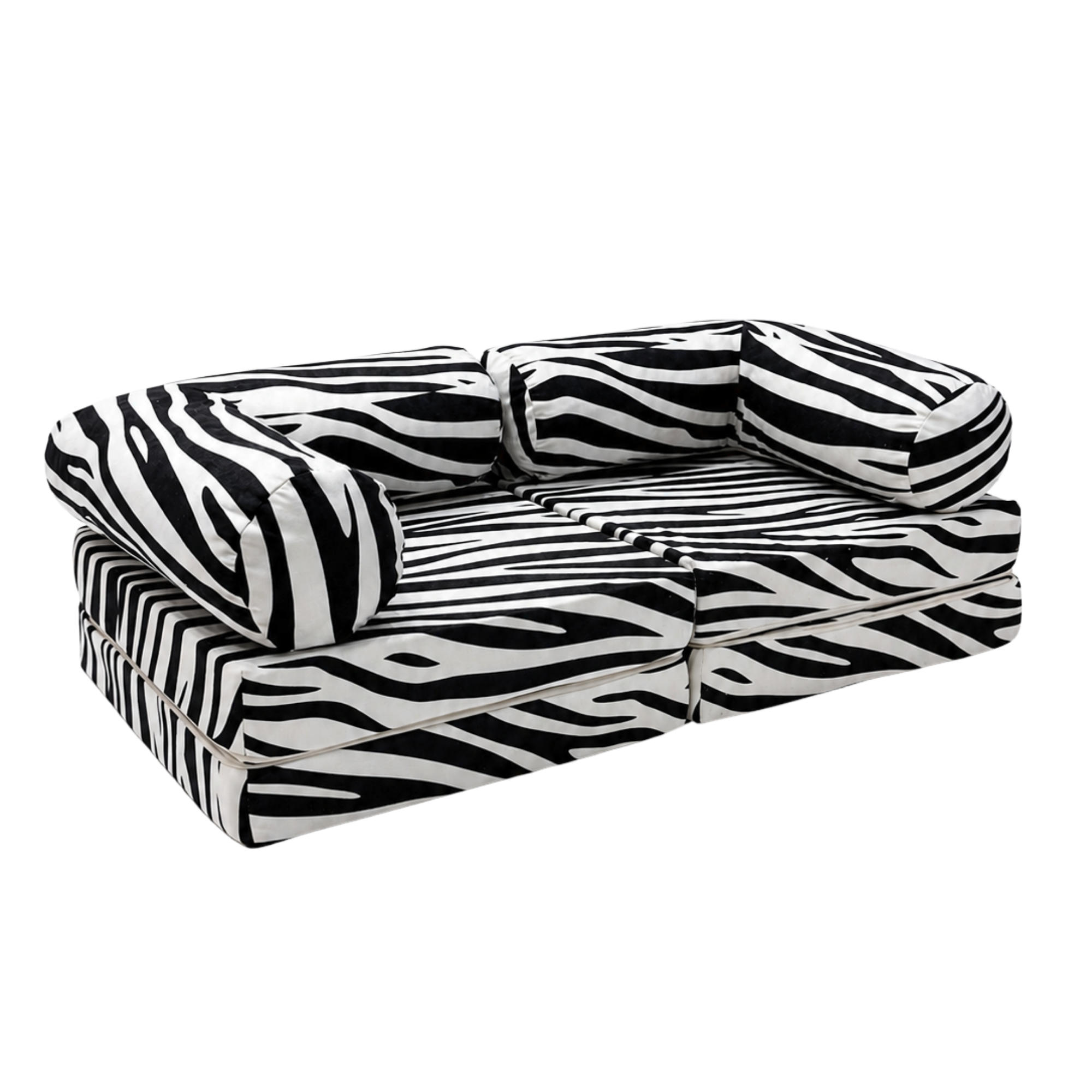 MODULARES Kindersofa Zebra – weiches Spielsofa zum Spielen und Entspannen - Weiß, Textil (142/25/71cm) - Bees & Blooms