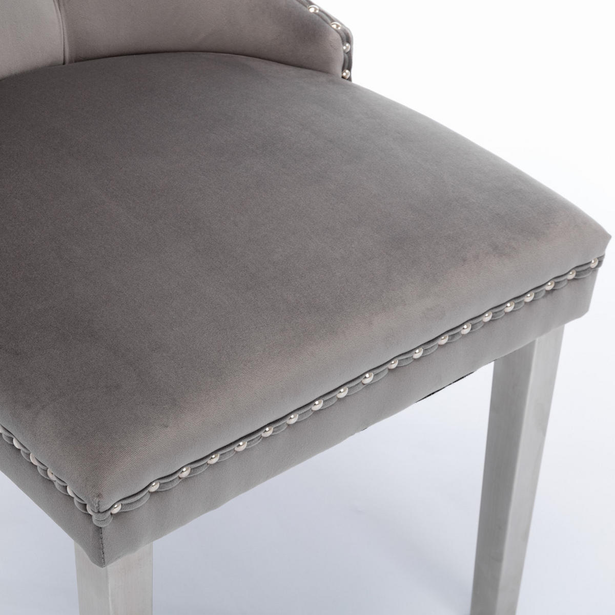 STUHL 2er-Set mit hoher Rückenlehne Samt Grey - Grau, Metall (50/95/65cm) - Meubliv