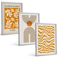 BILDER SET 3er Set - 40x60 cm Silberner Rahmen - Poster mit geometrischen Pflanzenmustern - Silberfarben, Kunststoff (40/60cm) - TULUP